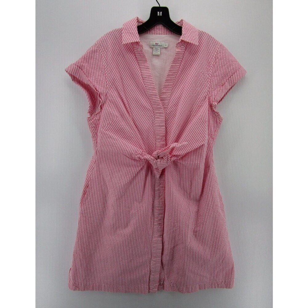 Vineyard Vines Dress 16 Mini Tie Front Seersucker Striped Barbie